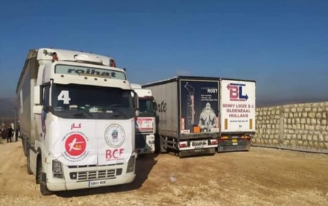دخول عشر شاحنات لمؤسسة بارزاني الخيرية إلى عفرين