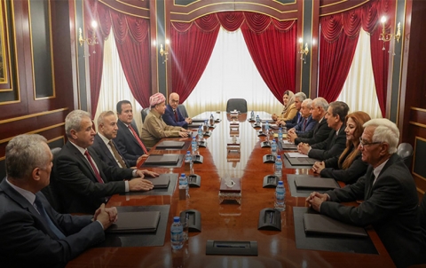 Serok Mesûd Barzanî pêşwazî li Desteya Serokatiya ENKSê li Hewlêra paytexta Herêma Kurdistanê kir