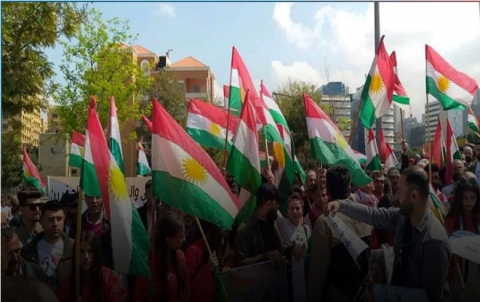 المجلس الوطني الكوردي في سوريا يخرج في مظاهرة حاشدة في لبنان
